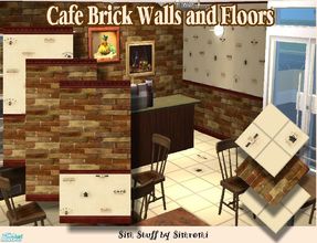 Sims 2 — Cafe Brick Walls and Floors by simromi — Cafe Wallpaper and Brick walls and floors to give your Sim\'s homes