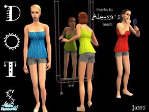 Sims 2 — Dots!  by Jaws3 — A set or spotty outfits in Red, green and Blue. Using Aleeza\'s lovely mesh! 