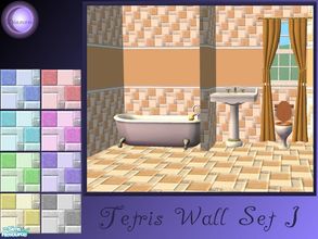 Sims 2 — D2DTetris Wall Set I by D2Diamond — Nine designer walls for your home. Look for the matching floors, and darker