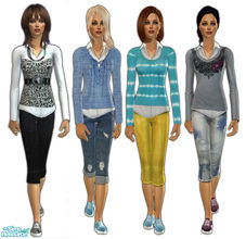 Sims 2 — Springtime Capris by kittyispretty69 — A set of four springtime outfits for adults. Made from Maxis mesh