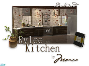 Sims 2 — Rylee Kitchen in Darkwood by ~Monica~ — A recolor in darkwood with stainless. Enjoy ;)