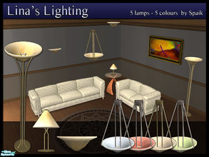 Sims 2 — Lina\'s Lighting by Spaik — A set of lamps, in modern style, made of marble-like glass and metal. Five new