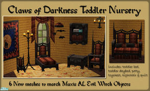 Sims 2 — Claws of Darkness Toddler Nursery by Simaddict99 — a made to match Maxis AL Evil Witch add on. inludes 2 toddler