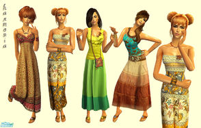 Sims 2 — Breeze Of Summer ~Maxi Set by Harmonia — 4 maxi dress ~ 1 new mesh