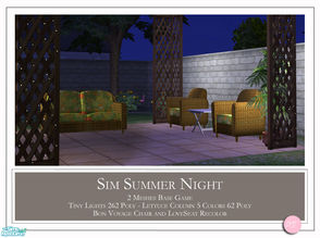Sims 2 — Sim Summer Night by DOT — Sim Summer Night. 2 Meshes, Tiny Lights, and Single story Lattice Column Base Game, in
