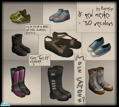 Sims 2 — ...More shoes! by katelys — 8 new meshes and 30 recolors - clutter objects which you can find under