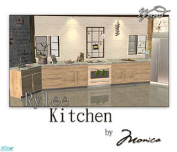 Sims 2 — Rylee Kitchen in Wood by ~Monica~ — A recolor in wood with a stone counter top. Enjoy ;)