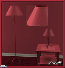 Sims 2 — NK Climbing Ivy Lamp Red by MoMama — A table and floor lamp in red metal with slightly striped red lampshades.