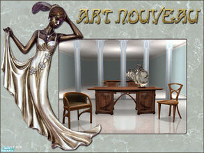 Sims 2 — Art Nouveau Set by ShinoKCR — Small Set with desk, 2 chairs and a tablepicture