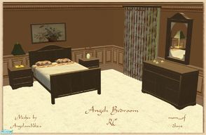 Sims 2 — Angels Bedroom RC by mom_of2boyz — Angels Bedroom recolored in a dark wood, with neutral colors and butterflies.