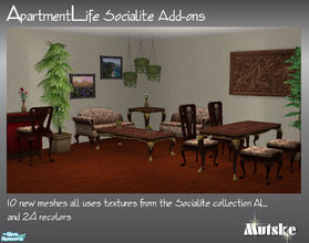 Sims 2 — Socialite Add-ons by Mutske — Set of Socialite add-ons. AL required. 10 new meshes and 24 recolors.