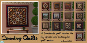 Sims 2 — Country Quilts by Simaddict99 — cute country recolors of my square and rectangular wall quilts