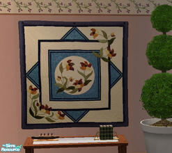 Sims 2 — Spring Themed Quilts - Blue Flowers by Simaddict99 — floral quilt