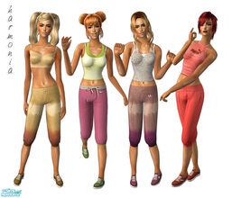 Sims 2 — Sporty Chic by Harmonia — 4 Athletic clothing 1 new mesh..For adult & young adults