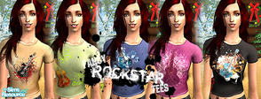 Sims 2 — Fancy Rockstar Tees Set by FrozenStarRo — A set of fabulous tees with guitar designs for your adult rockstar