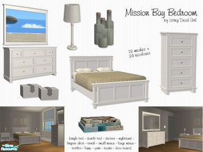 Sims 2 — Mission Bay Bedroom by Living Dead Girl — Beach inspired bedroom set consisting of two beds, dresser, two