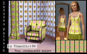 Sims 3 — Pretty Daisies by Simaddict99 — pretty daisies, stripes and dots pattern