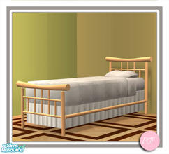 Sims 2 — Tea GuestRoom Bed Single MESH by DOT — Tea Guest Room. Flower Table Lamp, Square Coffee Table, Single Bed, Tea