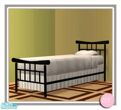 Sims 2 — Tea GuestRoom Bed Single Black Wood by DOT — Tea Guest Room. Bed Single BlackWood. Flower Table Lamp, Square