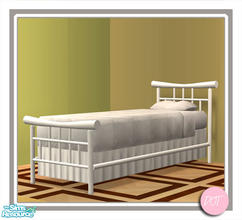 Sims 2 — Tea GuestRoom Bed Single White Wood by DOT — Tea Guest Room. Bed Single WhiteWood. Flower Table Lamp, Square