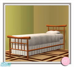 Sims 2 — Tea GuestRoom Bed Single RedWood by DOT — Tea Guest Room. Bed Single RedWood. Flower Table Lamp, Square Coffee