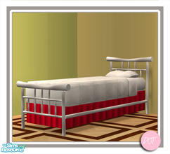 Sims 2 — Tea GuestRoom Bed Single Metal Red by DOT — Tea Guest Room. Bed Single Metal Red. Flower Table Lamp, Square