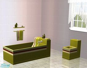 Sims 2 — Stripes Bathroom Collection - Green by PeachKrysie — This is a recolor of Sunair\'s MML Bathroom B in Green