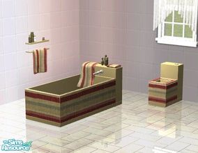 Sims 2 — Stripes Bathroom Collection - Beige and Red by PeachKrysie — This is a recolor of Sunair\'s MML Bathroom B in