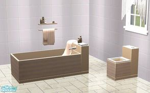 Sims 2 — Stripes Bathroom Collection - Beige and Purple by PeachKrysie — This is a recolor of Sunair\'s MML Bathroom B in