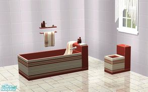 Sims 2 — Stripes Bathroom Collection - Red and White by PeachKrysie — This is a recolor of Sunair\'s MML Bathroom B in