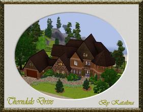 Sims 3 — Thorndale Drive by katalina — A gorgeous brick manor of Tudor style. This large home comes with a great room,