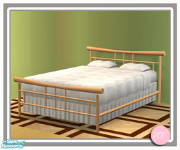 Sims 2 — Tea Bedroom Bed Double MESH by DOT — Tea Bedroom Bed Double MESH. Double Bed, End Table, Pot with twig, plate,