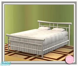 Sims 2 — Tea Bedroom Bed Double White Wood by DOT — Tea Bedroom Bed Double Whitewood. Double Bed, End Table, Pot with