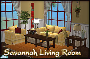 Sims 2 — Savannah Living Room by sim_man123 — New living room mesh set, contains 7 items. Loveseat is needed for chair to