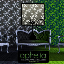 Sims 3 — Ophelia [Pattern] by Sinastra — This pattern has 3 recolorable palettes. It features a vine/leaf design. 