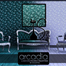 Sims 3 — Arcadia [Pattern] by Sinastra — This pattern has 4 recolorable palettes. It features a vine/leaf design. 
