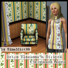 Sims 3 — Blossoms'n Stripes by Simaddict99 — pretty little flower blossoms and vertical stripe pattern