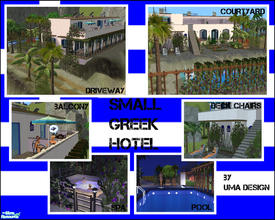 Sims 2 — Small Greek Hotel by Uma Design — I was inspired by my holiday in Greece to build a hotel in Greek style. This