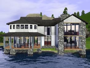 Sims 3 — Lake House by simsboy9913 — This is a modern lake house. It features 3 balconies (2 hanging over the water) and