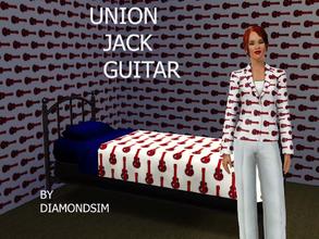 Sims 3 — Union Jack Guitar by DiamondSim — Electric Playland! Perfect as wallpaper or furniture upholstery for teens or