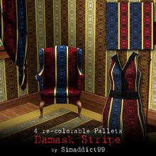 Sims 3 — Damask Stripe by Simaddict99 — damask print seperated by stripes