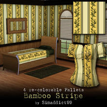 Sims 3 — Bamboo Stripe by Simaddict99 — striped pattern with bamboo design