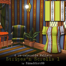 Sims 3 — Stripes'N Scrolls 1 by Simaddict99 — striped pattern with verticals crolls