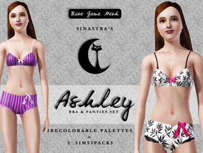 Sims 3 —  "Ashley" Bra & Panties Set by Sinastra — A new bra and panties set for TS3. 3 Recolorable