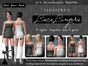 Sims 3 —  Lace Lingerie Set by Sinastra — A new lingerie set for your TS3 Sims. This set includes 3 variations: 1