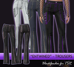 Sims 3 — Entwined by BlackGarden — Gothy trousers with laced ribbons, D-rings, and zip details, inspired by brands such