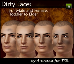 Sims 3 —  Dirty Faces by AnoeskaB — Dirty faces for male and female, from toddler to elder. They all have 1 recolorable