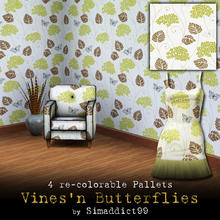 Sims 3 — Floral Vines'n Butterflies by Simaddict99 — floral leaf vines, flowers and butterflies
