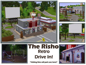Sims 3 — Risho Drive-In and Eatery by Illiana — Work, play, and gain skills on this fun retro community lot! Includes
