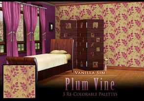 Sims 3 — Plum Vine by Vanilla Sim — Blown textured leaf trail shown in a soft plum and beige